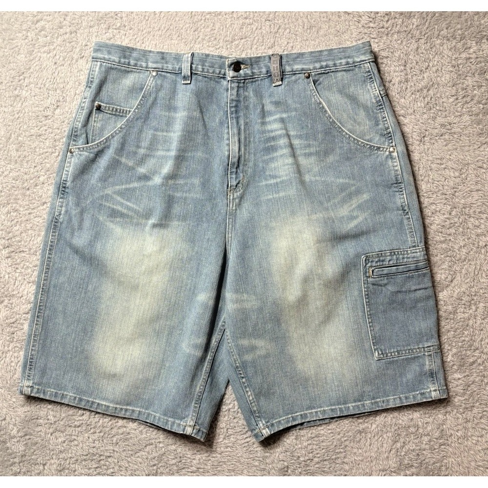 VTG Y2K Jordan Two3 Mens 40 Baggy Denim Jorts Light Wash Hip Hop Streetwear
